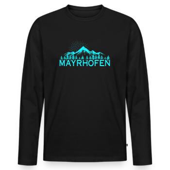 Skigebiet Mayrhofen Österreichische Alpen Souvenir - Männer Premium Bio Langarmshirt - Schwarz - Vorne - Nico (187cm)