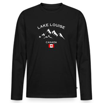 Skigebiet Lake Louise Kanadische Rocky Mountains - Männer Premium Bio Langarmshirt - Schwarz - Vorne - Nico (187cm)