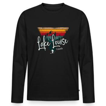 Lake Louise Ski Resort Canadian Rocky Mountains - Men's Premium Organic Long Sleeve Shirt - black - Front - Nico (187cm)