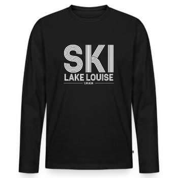 Lake Louise Ski Resort Canadian Rocky Mountains - Men's Premium Organic Long Sleeve Shirt - black - Front - Nico (187cm)