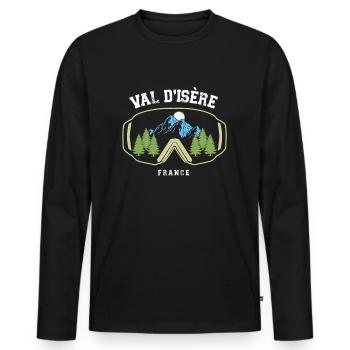 Skigebiet Val D'Isère Französische Alpen Souvenir - Männer Premium Bio Langarmshirt - Schwarz - Vorne - Nico (187cm)