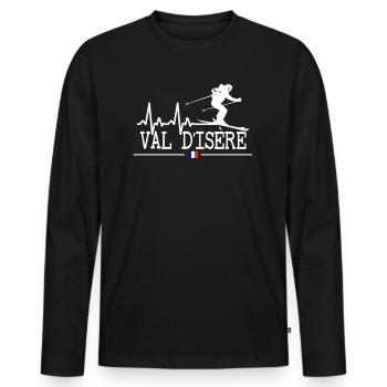 Skigebiet Val D'Isère Französische Alpen Souvenir - Männer Premium Bio Langarmshirt - Schwarz - Vorne - Nico (187cm)