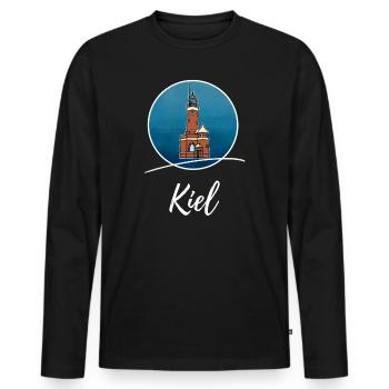 Leuchtturm Kiel Holtenau - Männer Premium Bio Langarmshirt - Schwarz - Vorne - Nico (187cm)