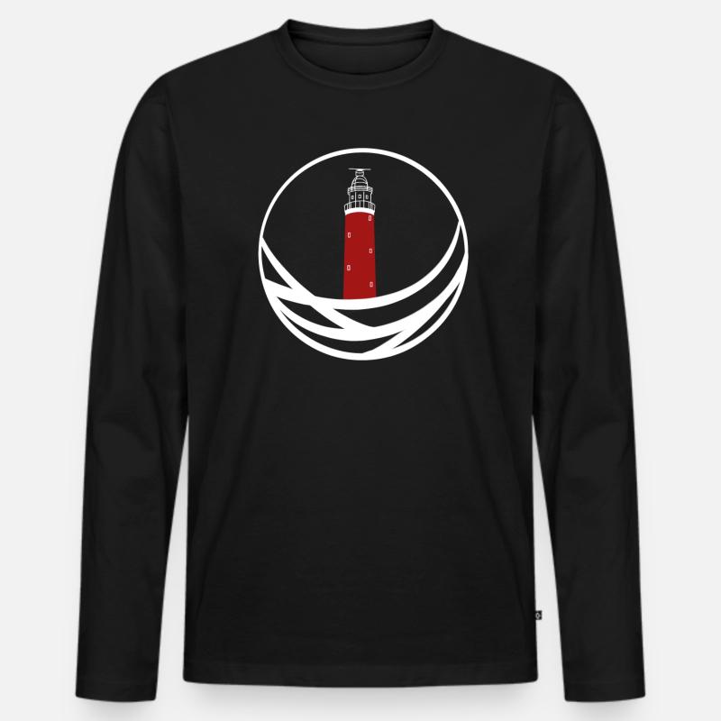 Leuchtturm Texel Holland - Männer Premium Bio Langarmshirt - Schwarz