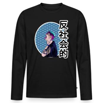 ANTISOCIAL - Men's Premium Organic Long Sleeve Shirt - black - Front - Nico (187cm)