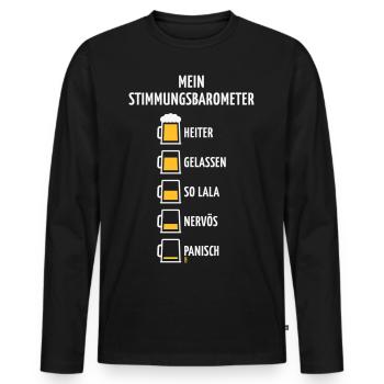 Mein Stimmungsbarometer (Bier / V1 / NEG) - Männer Premium Bio Langarmshirt - Schwarz - Vorne - Nico (187cm)