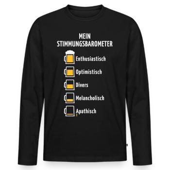 Mein Stimmungsbarometer (Bier / V3 / NEG) - Männer Premium Bio Langarmshirt - Schwarz - Vorne - Nico (187cm)