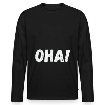 OHA - Männer Premium Bio Langarmshirt - Schwarz - Vorne - Nico (187cm)