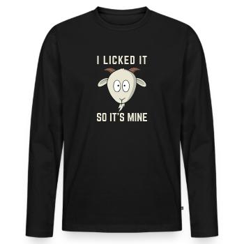 Ich leckte es, also ist es mein Ziegen-Humor-Geschenk - Männer Premium Bio Langarmshirt - Schwarz - Vorne - Nico (187cm)