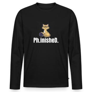 Finished Ph.D. Gift - Men's Premium Organic Long Sleeve Shirt - black - Front - Nico (187cm)