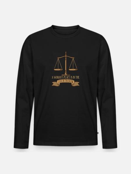 El lugar de una mujer está en el regalo de la sala de audiencias - Camiseta ecológica prémium de manga larga para hombre - negro