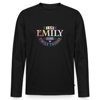 Je suis Emily en train de faire des choses Emily Cadeau - T-shirt manches longues Premium bio Homme - noir - Devant - Nico (187cm)