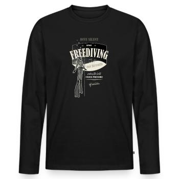 Freediver - apnea - under pressure - one breath - Men's Premium Organic Long Sleeve Shirt - black - Front - Nico (187cm)