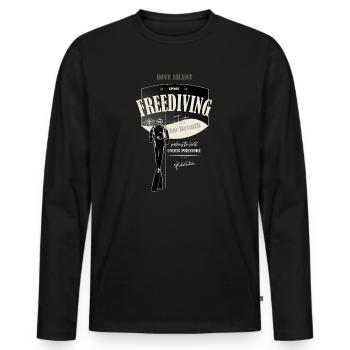 Freediver - apnea - under pressure - one breath - Men's Premium Organic Long Sleeve Shirt - black - Front - Nico (187cm)