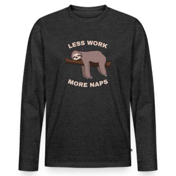 Moins de travail, plus de siestes - T-shirt manches longues Premium bio Homme - anthracite chiné - Devant - Nico (187cm)