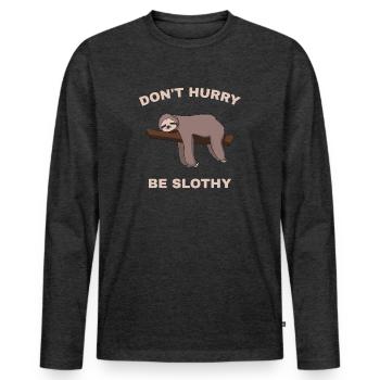 Don't Hurry Be Slothy - Men's Premium Organic Long Sleeve Shirt - heather anthracite - Front - Nico (187cm)