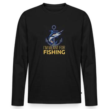 Je suis destiné à la pêche - T-shirt manches longues Premium bio Homme - noir - Devant - Nico (187cm)