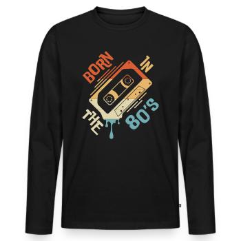 Born in the 80s - Men's Premium Organic Long Sleeve Shirt - black - Front - Nico (187cm)