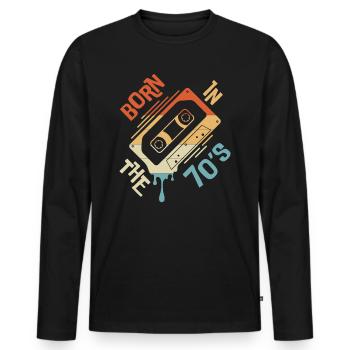 Né dans les années 70 - T-shirt manches longues Premium bio Homme - noir - Devant - Nico (187cm)