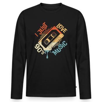I just love 90s Music - Men's Premium Organic Long Sleeve Shirt - black - Front - Nico (187cm)