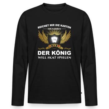 Der König will Skat spielen - Männer Premium Bio Langarmshirt - Schwarz - Vorne - Nico (187cm)