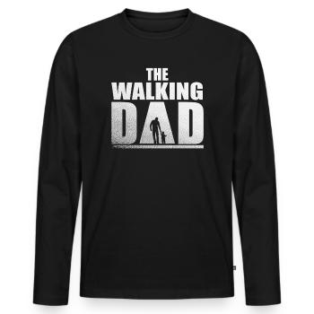 Fête des Pères, papa walking cadeau pour les futurs papas - T-shirt manches longues Premium bio Homme - noir - Devant - Nico (187cm)