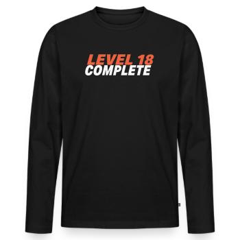 Chemise d’anniversaire 18 ans niveau - T-shirt manches longues Premium bio Homme - noir - Devant - Nico (187cm)