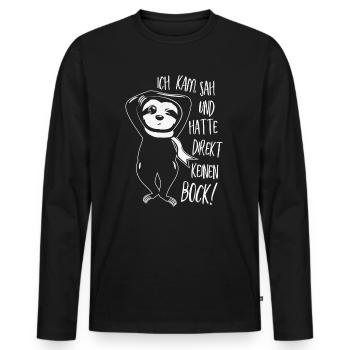 Er kam sah hatte keinen Bock Fun Lustiger Spruch - Männer Premium Bio Langarmshirt - Schwarz - Vorne - Nico (187cm)