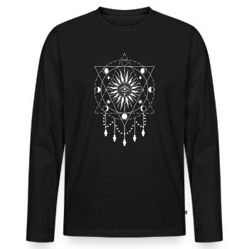 Moon phases moon sun occult mystic eye mystical - Men's Premium Organic Long Sleeve Shirt - black - Front - Nico (187cm)