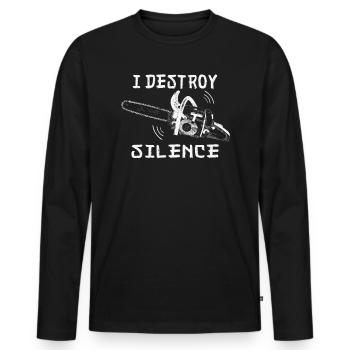Chain Saw Chainsaw Lumberjack Wood Tree Felling - Men's Premium Organic Long Sleeve Shirt - black - Front - Nico (187cm)