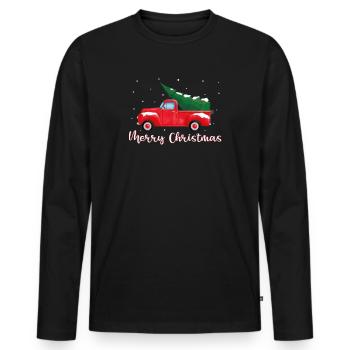 Vintage Wagon Christmas Pickup Truck Retro - Men's Premium Organic Long Sleeve Shirt - black - Front - Nico (187cm)