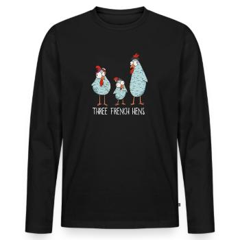 Trois french Hens Noël Chant de Noël - T-shirt manches longues Premium bio Homme - noir - Devant - Nico (187cm)
