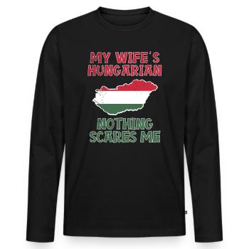 Verheiratet Hochzeit mit Ungarischer Frau Ungarin - Männer Premium Bio Langarmshirt - Schwarz - Vorne - Nico (187cm)