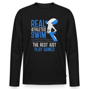 Swimmer Sports Scuba Diving Swimming - Men's Premium Organic Long Sleeve Shirt - black - Front - Nico (187cm)
