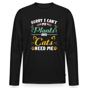 Jardinage Plantes botaniques Adorables - T-shirt manches longues Premium bio Homme - noir - Devant - Nico (187cm)