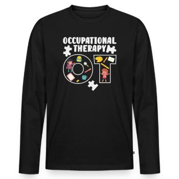 Ergothérapeute Ergothérapeute - T-shirt manches longues Premium bio Homme - noir - Devant - Nico (187cm)