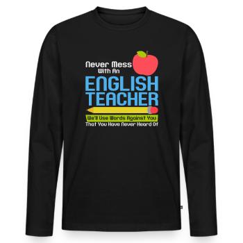Lustig Englischlehrer Lehrerin Englisch Vokabeln - Männer Premium Bio Langarmshirt - Schwarz - Vorne - Nico (187cm)