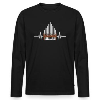 Pipe Organ Instrument Pipes Church Organ Heartbeat - Men's Premium Organic Long Sleeve Shirt - black - Front - Nico (187cm)