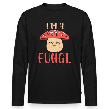 I'm a Fungi Mycologist Mushroom Hunter Forest - Men's Premium Organic Long Sleeve Shirt - black - Front - Nico (187cm)