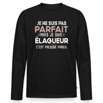 Élagueur Paysagiste Métier Charpentier Bûcheron - T-shirt manches longues Premium bio Homme - noir - Devant - Nico (187cm)