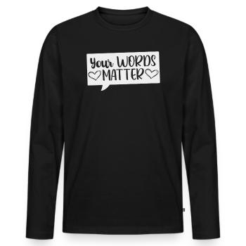 Speech Pathologist Words Speech Language Pathology - Men's Premium Organic Long Sleeve Shirt - black - Front - Nico (187cm)