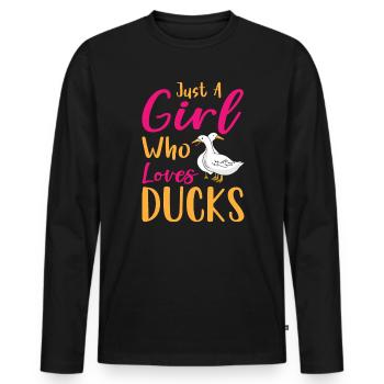 Juste une fille qui aime ducks Ente - T-shirt manches longues Premium bio Homme - noir - Devant - Nico (187cm)