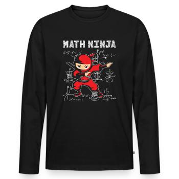 Math Ninja Math Mathématicien Enseignant Étudiant - T-shirt manches longues Premium bio Homme - noir - Devant - Nico (187cm)