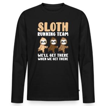 Sloth Running Team We Will Get There When We Get - Men's Premium Organic Long Sleeve Shirt - black - Front - Nico (187cm)