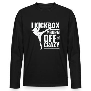 Je kickbox pour brûler le kickboxing fou - T-shirt manches longues Premium bio Homme - noir - Devant - Nico (187cm)