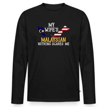 Rien ne me fait peur Femme malaisienne Malaisie - T-shirt manches longues Premium bio Homme - noir - Devant - Nico (187cm)