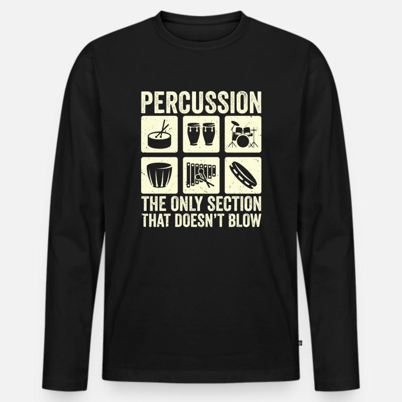 Percussion Drummer Drumming Drums Schlagzeug - Männer Premium Bio Langarmshirt - Schwarz