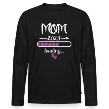 Mom 2023 Loading Pregnancy Announcement Mother - Men's Premium Organic Long Sleeve Shirt - black - Front - Nico (187cm)