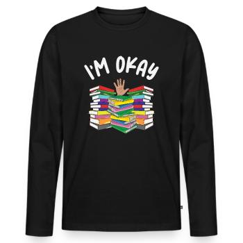 Bücherwurm Lesen Literatur Bücherei Buch - Männer Premium Bio Langarmshirt - Schwarz - Vorne - Nico (187cm)