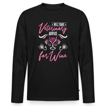 Will Trade Veterinary Advice For Wine Veterinarian - Men's Premium Organic Long Sleeve Shirt - black - Front - Nico (187cm)